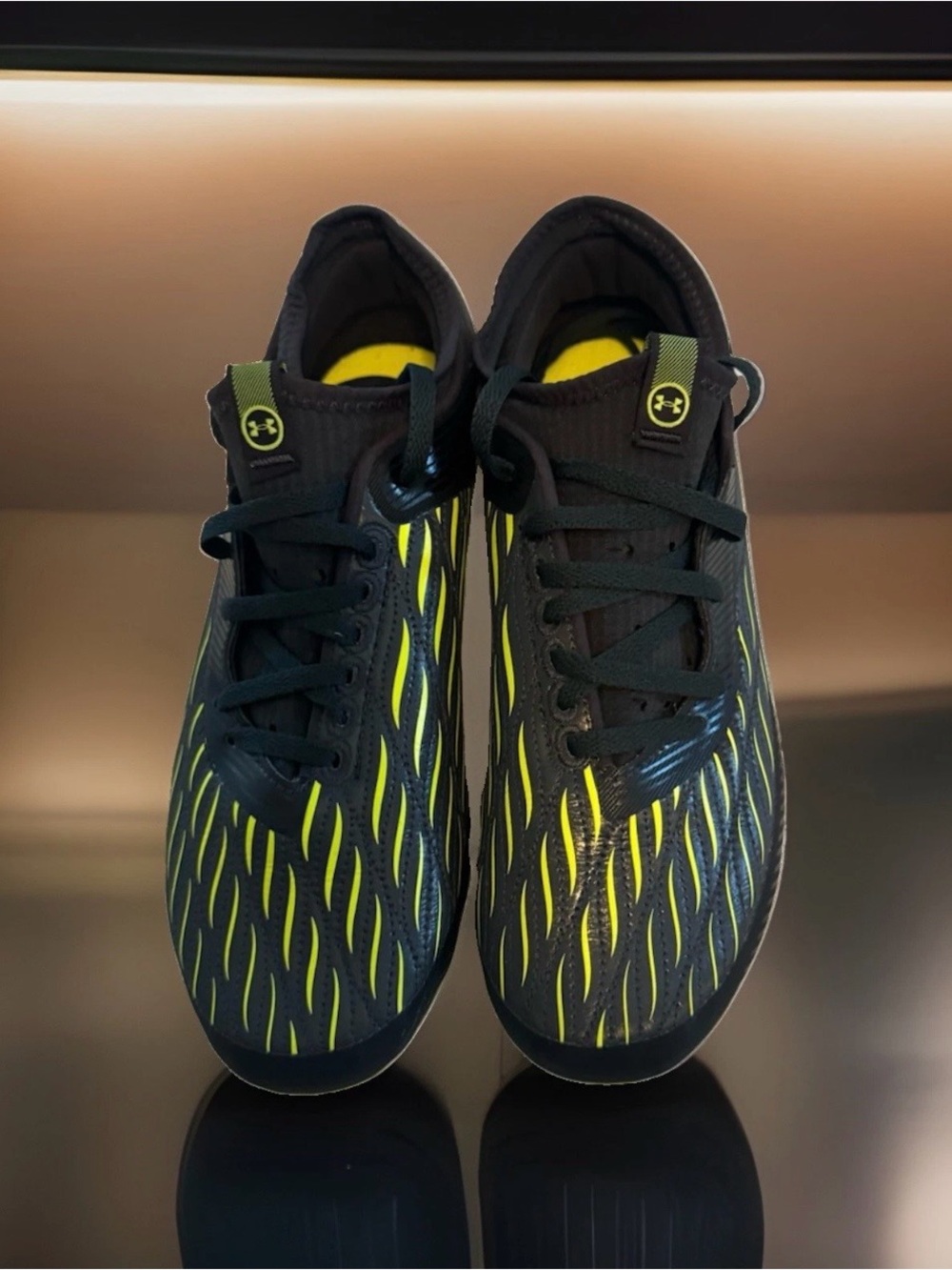Under Armour Black with Neon Yellow Patterned Training Shoes